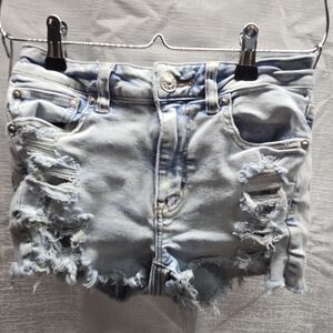 American Eagle Light Blue Distressed Jean Shorts